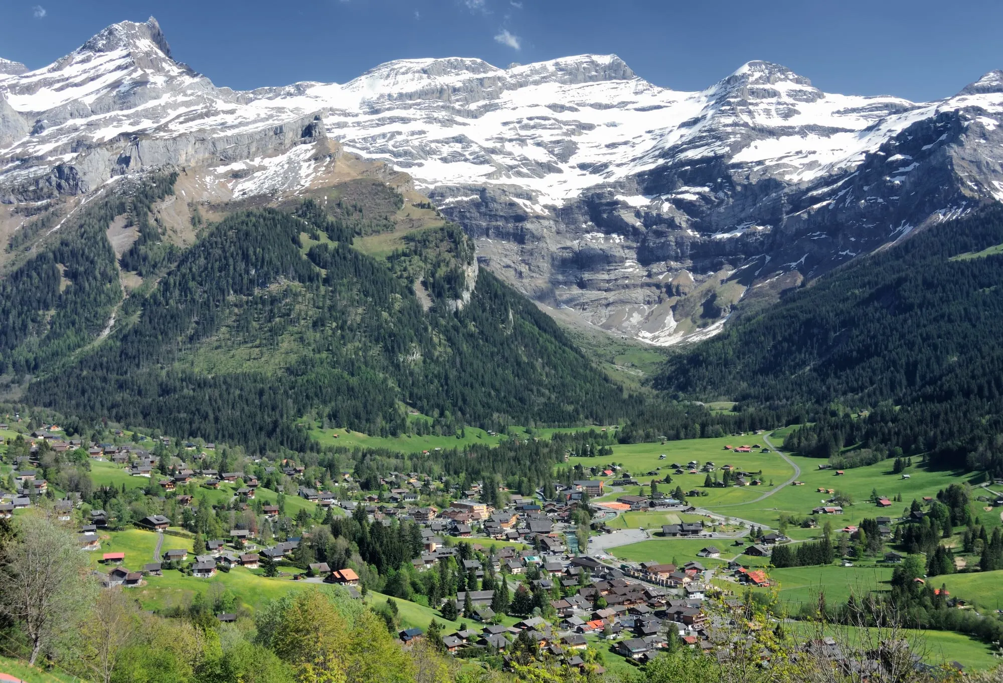 Les Diablerets village below the Diablerets massif